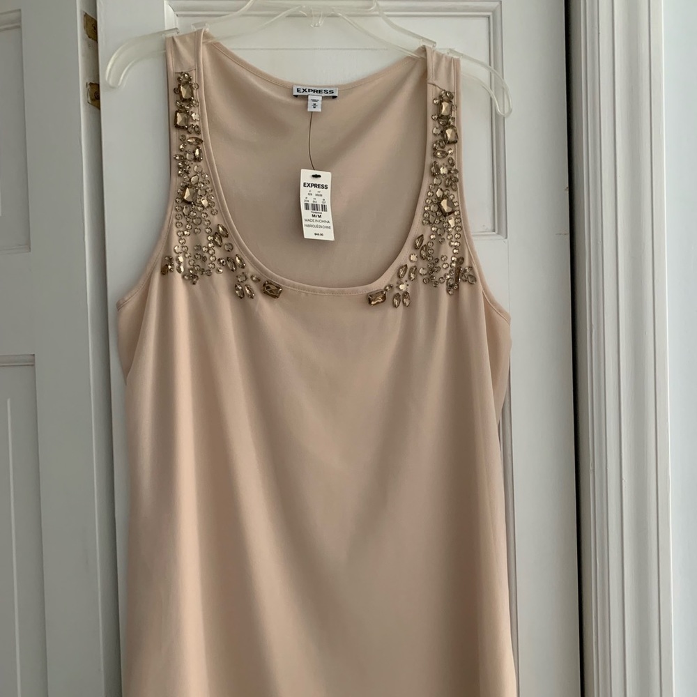 Beige beaded tank top from Express, New With Tags